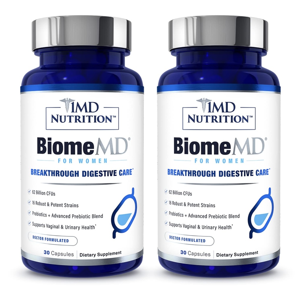 1MD Nutrition BiomeMD Probiotiki za ženske - 62 milijard CFU, 16 Sevi s prebiotiki 