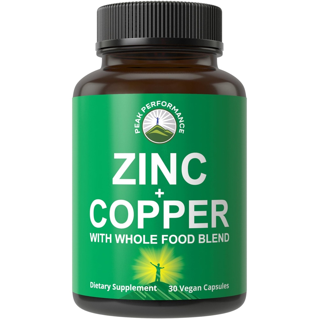 Cink z bakrom + celotna živilska mešanica 25 Zelenjava in sadje za Max Absorpcija. Imunske podporne kapsule. Dva bistvena minerala za imuniteto. Cink Vitamin tablete za moške in ženske.
