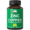 Cink z bakrom + celotna živilska mešanica 25 Zelenjava in sadje za Max Absorpcija. Imunske podporne kapsule. Dva bistvena minerala za imuniteto. Cink Vitamin tablete za moške in ženske.
