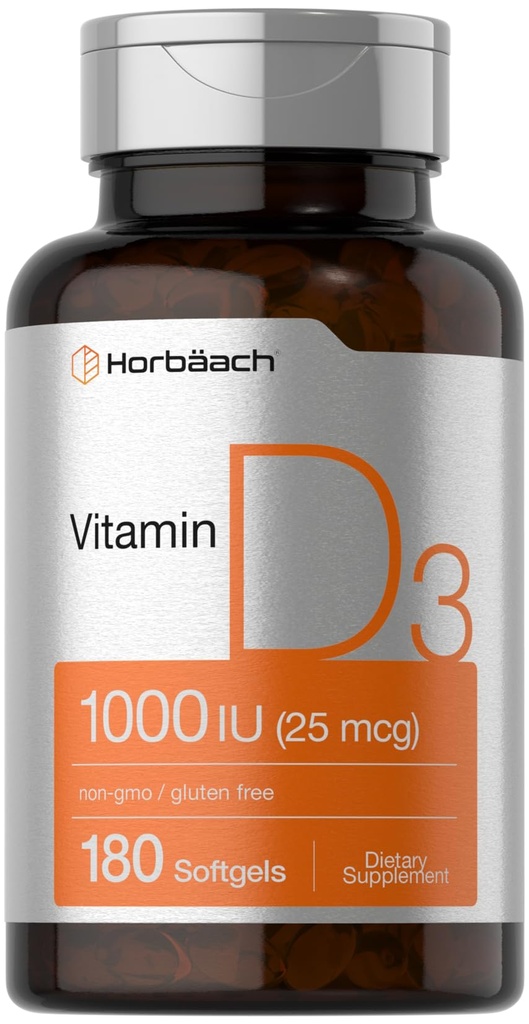 Horbäach Vitamin D3 1000IU (25mcg) Softgels 