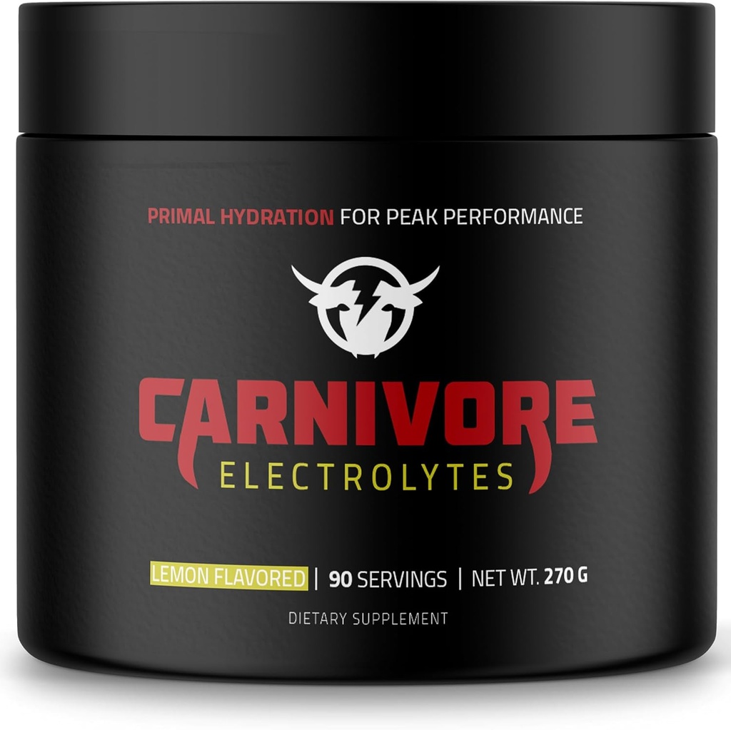 Premium Hidracija v prahu za prehrano Carnivore - uravnotežena elektrolitna podpora, Zero Carb, Keto prijazno - Optimalna energija in regeneracija - 90 Serving (Naravna limona)