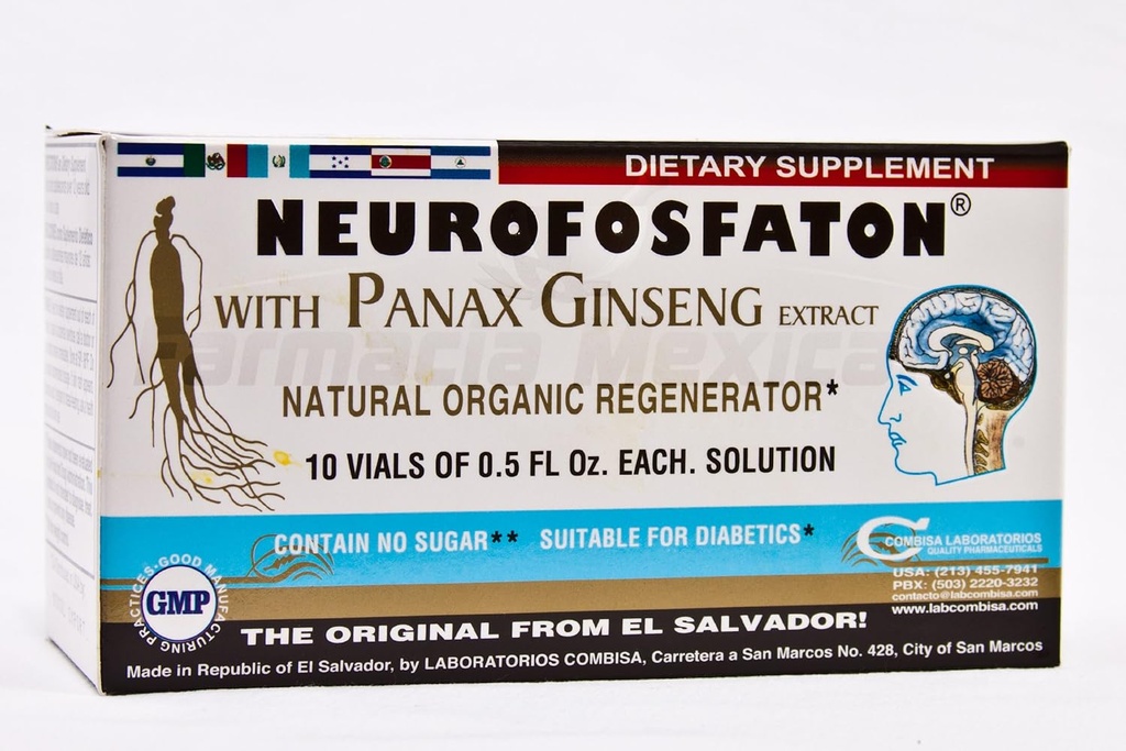 Neurofosfaton z ekstraktom Panax ginseng - bolj zdravo delovanje možganov - 10 VialY