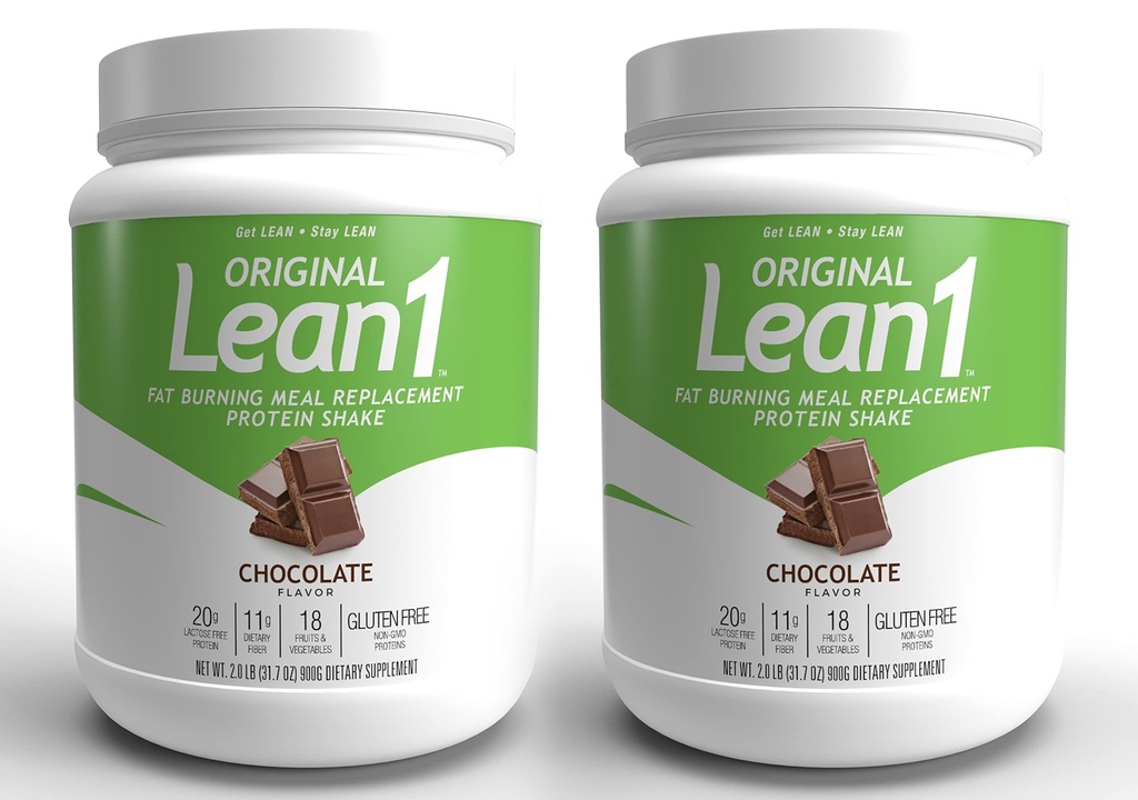 Lean1 Nadomestni Beljakovine Shake, čokoladni okus, 2-PACK 15 Serving Tubs