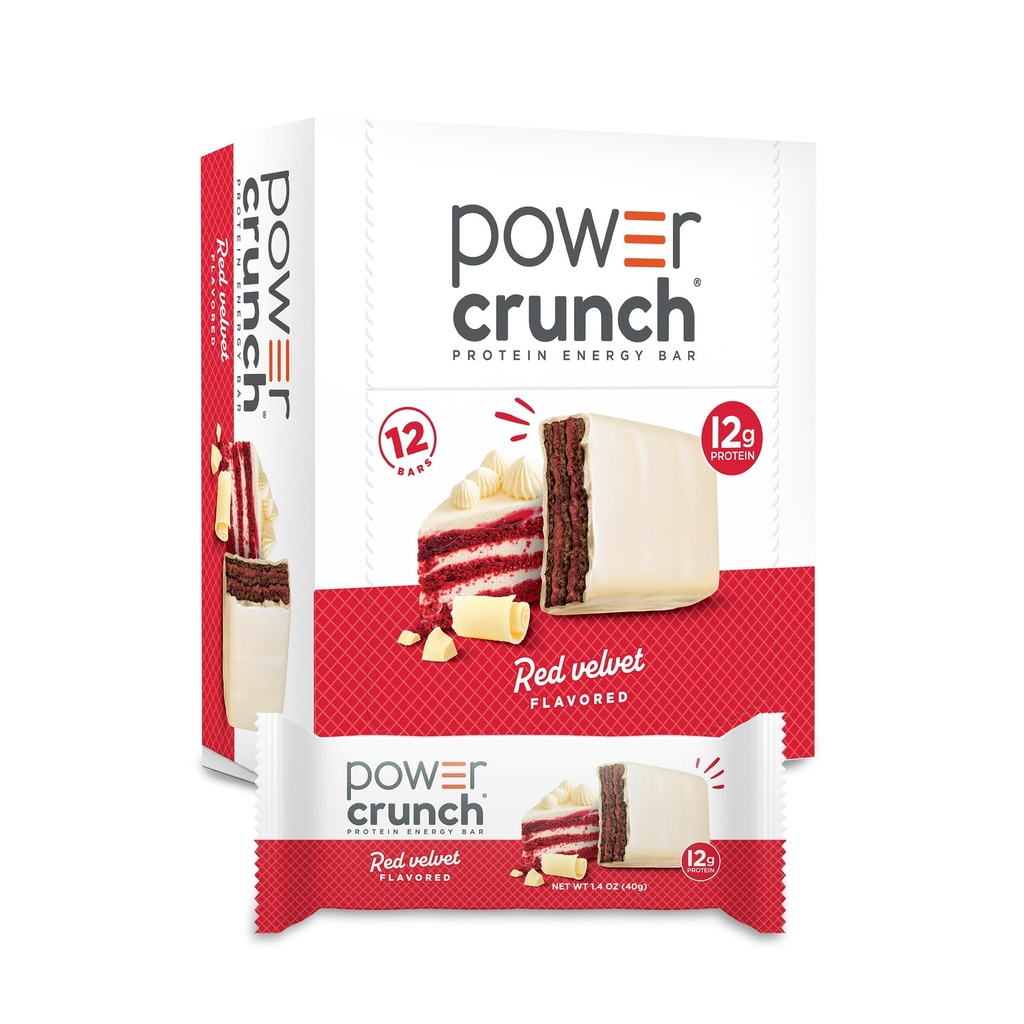 Power Crunch Protein Wafer Bars, Visoke beljakovine Prigrizki z okusom, Red Velvet, 1.4 Ounce (12 Count)