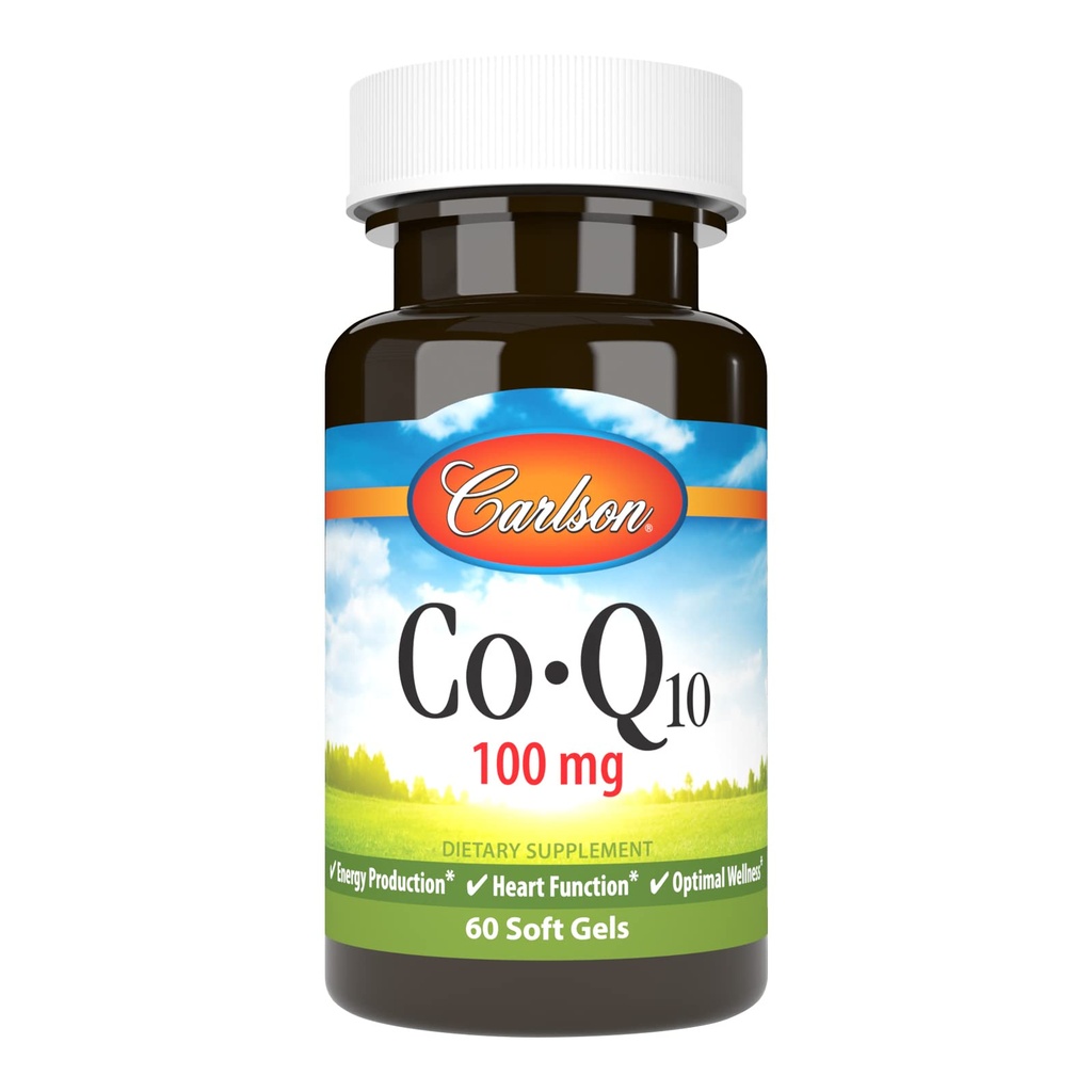 Carlson - Co-Q10, 100 mg, proizvodnja energije in funkcija srca, 60 Softgels