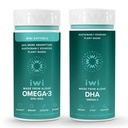 Iwi Omega-3 Minis & DHA Omega-3 Bundle, 30 Serving, Veganska rastlinska osnova Algae Omega 3, Krill & ribje olje Alternative, brez ribjega pookusa