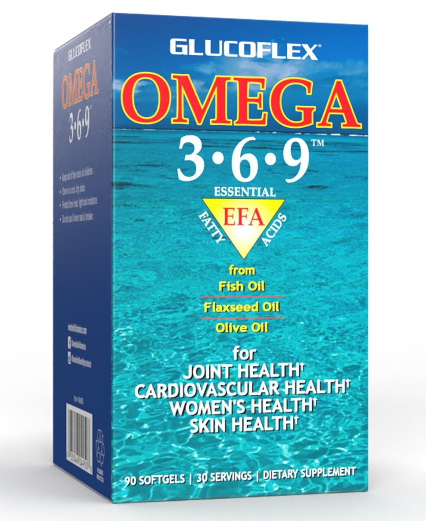 vGlucoflex Omega 3-6-9, Omegas iz EPA/DHA ribje olje za skupno zdravje, 30 obrokov