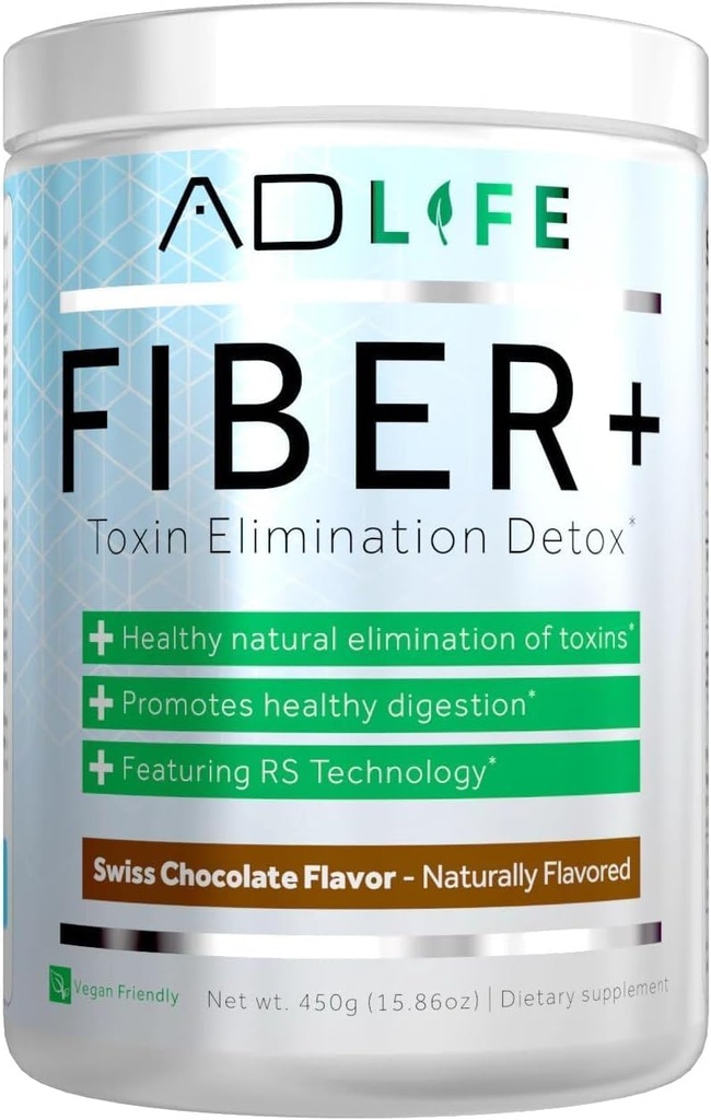 Projekt AD Fiber+ Fiber Supplement - Podpira Gut zdravje in digestivno regularnost, Fiber je odličen za hujšanje, Detox, Vegan prijazno - Fiber Powder, 16,4 Oz (Chocolate)