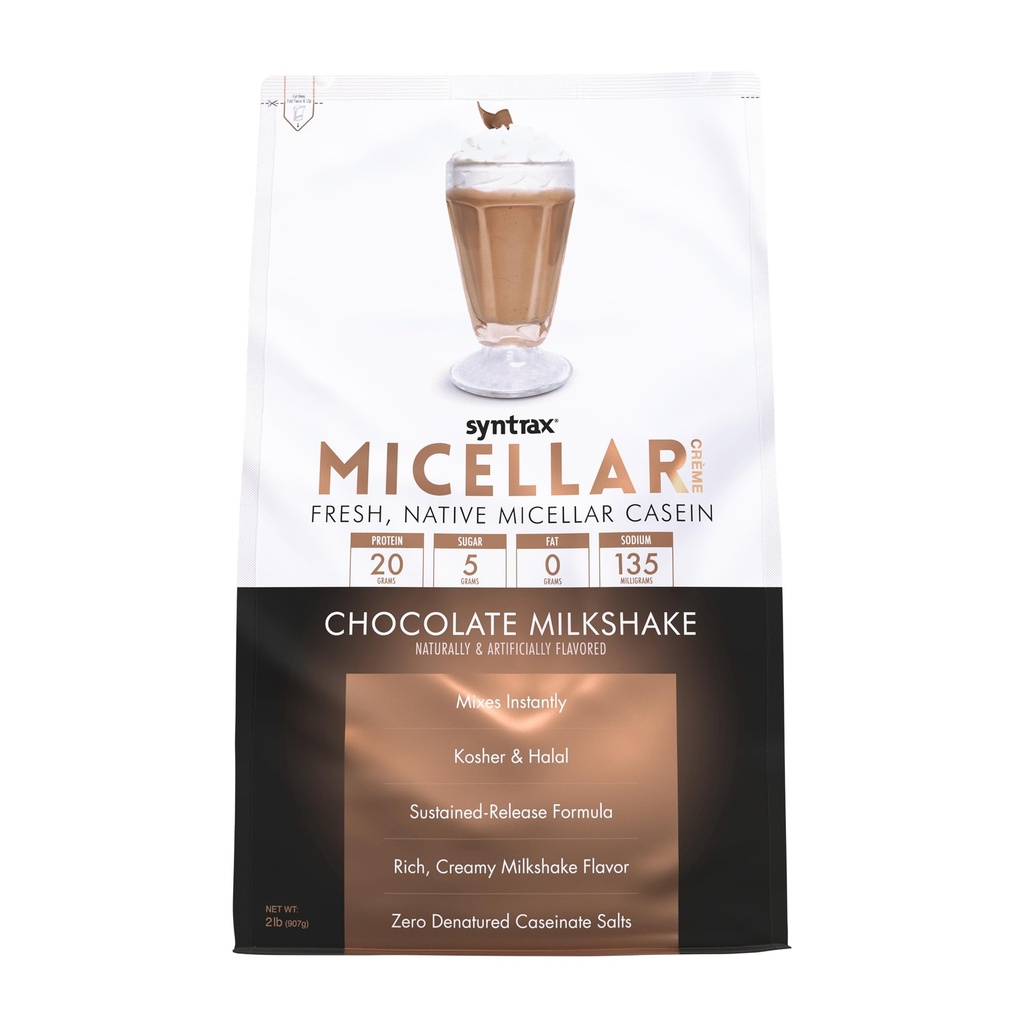 Syntrax Nutrition Micellar Creme, Fresh, Native Micellar Kazein, Chocolate Milkshake, 2 lb