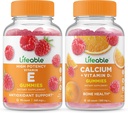 Življenjski vitamin E + kalcij z vitaminom D, Gummies Bundle - odličen okus, vitamin dopolnilo, Gluten brezplačno, GSO brezplačno, žvečljivi gumi