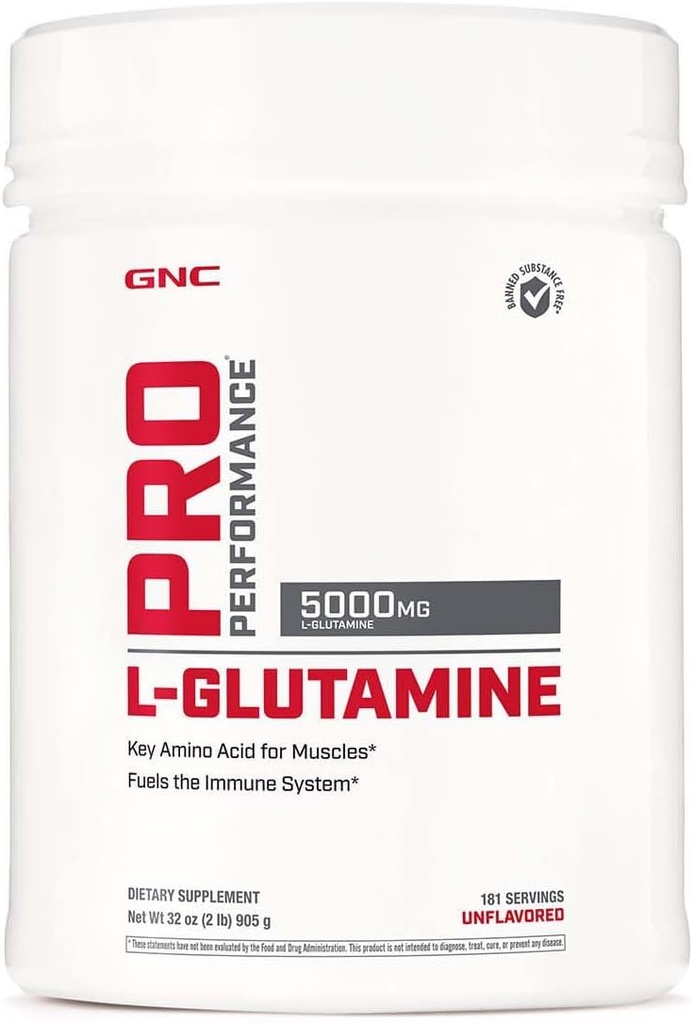 GNC Pro Performance L-glutamin 5000mg, Aminokislinski dodatek v prahu, podpira regeneracijo mišic in delovanje, gorivo Imunski sistem, igra ključno vlogo pri sintezi beljakovin, nearomatizirani, brez glutena, 181