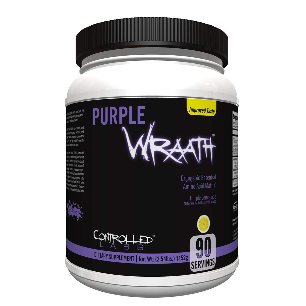 KONTROLA LABS Purple Wraath, BCAA in EAA Aminokisline dodatek, z vzdržljivostno mešanico intraworkout prahu, Optimalna vzdržljivost, Fokus, in Stamina (Lemonade, 90 Serving)