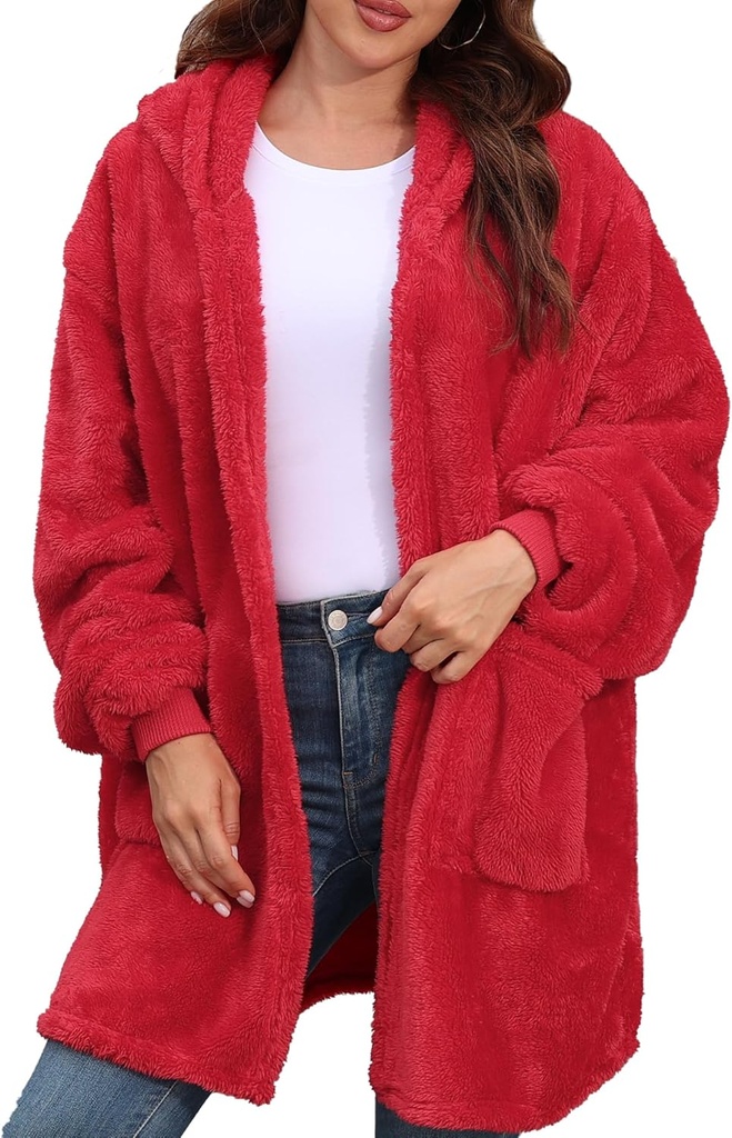 Argstar Hooded Cardigan za ženske in moške, prevelika potna majica Fuzzy Fleece Blaket Hoodie jakna - ena velikost ustreza vsem