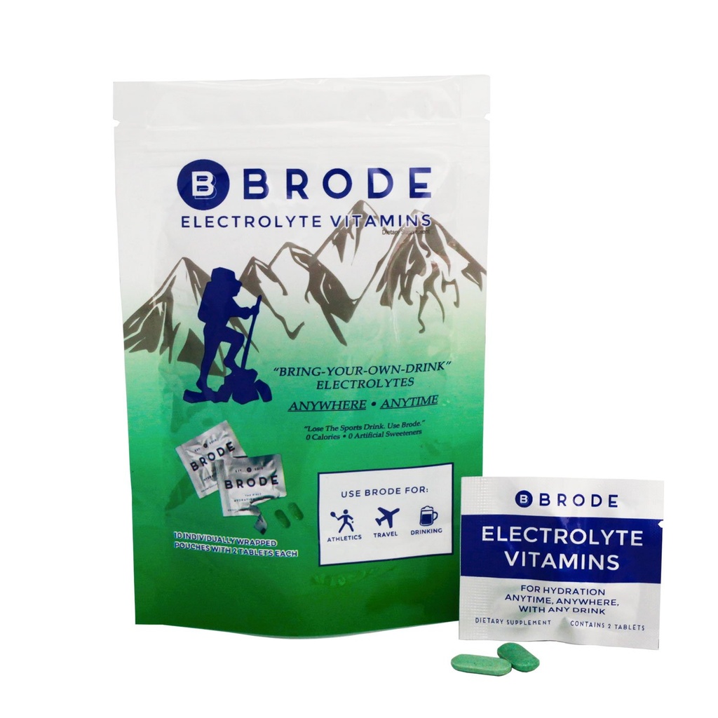 Brode Electrolyte Vitamin - Prenosne zero-Sugar Electrolyte tablete - Brez bruto arome - za šport, nočno življenje, Jetlag, 5 Essential Electrolytes + 9 Vitamini
