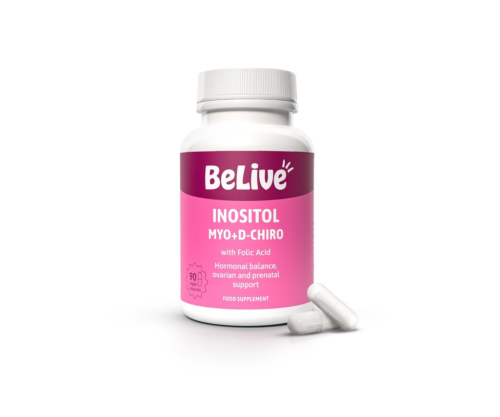 BeLive Myo-Inositol & D- Chiro Inositol Kapsule - 90Ct I Inositol dodatek s folno kislino dopolnila za ženske, Optimalno 40:1 Razmerje (1)