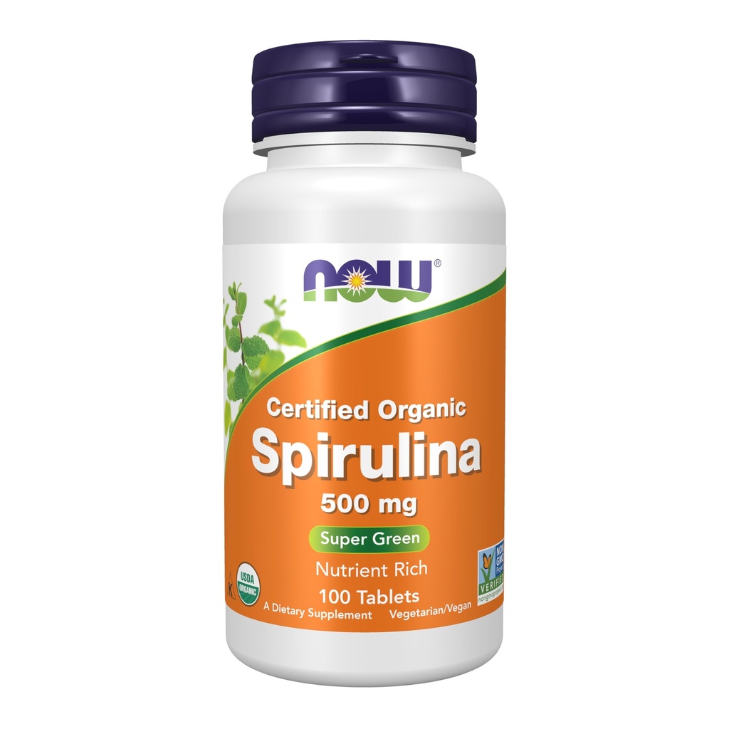 Zdaj dopolnila, Organic Spirulina 500 mg z vitamini, minerali in GLA (gama-linolenska kislina), 100 tablet