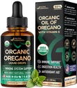 USDA Organic Oil of Oregano - Tekoče kapljice z vitaminom E - Izdelano v ZDA - Dopolnilo za imuno podporo, Prebava zdravje & antioksidant - Non-GMO, Natural, Vegan - Kot tablete, kapsule, Mehkužci 1 fl