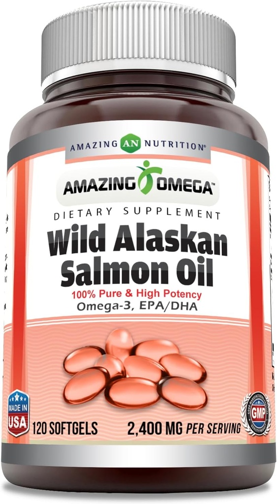 Amazing Omega Wild Aljaski Salmon Oil (Omega-3, EPA/DHA) Dodatek 
