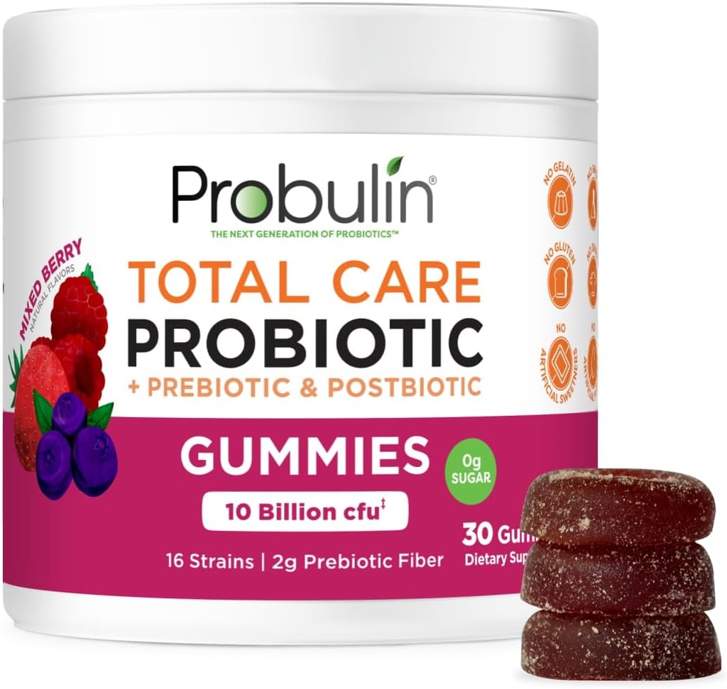 Skupaj nega probiotik + prebiotik + postbiotični gumiji - mešana jagoda 30ct