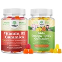 Sveženj vitamina D3 Gummies za dnevno wellness z 2000 i.e. na serviranje kostne mišice in imunske podpore in otroci DHA Omega 3 Gummies - Maščobne kisline Omega 3 6 9 za možgane, Imunska moč in vid