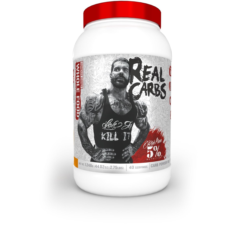 5% Nutrition Rich Piana Real Carbs with Real Food Complex Carb Powder, Long-Lasting Nizka Glycemic Energija za predworkout/Post-Workout Recovery Meal, 2,75 lb, 40 Serving (Sweet Krompir Pie)