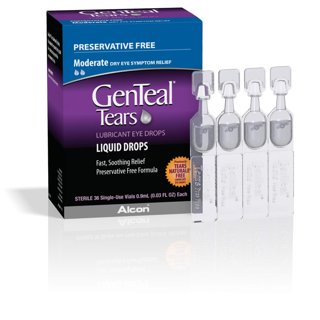 GenTeal Solze Mazalne kapljice za oko, zmerne kaplje tekočine, viale za enkratno uporabo,1 pakiranje po 36 ct , 0,03 Fl Oz