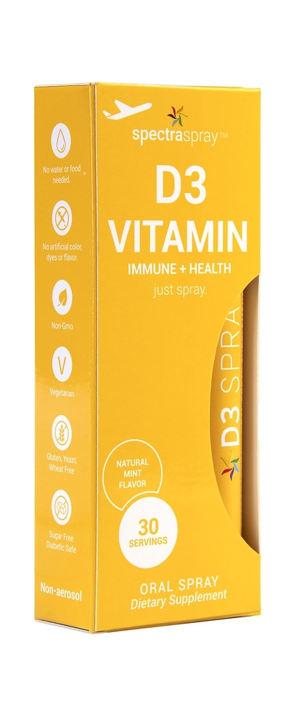 Spektraspray Vitamin D3 Spray Vitamini - Naraven in učinkovit peroralni pršilo 5000IU Vitamin D3, 30 Day Supply