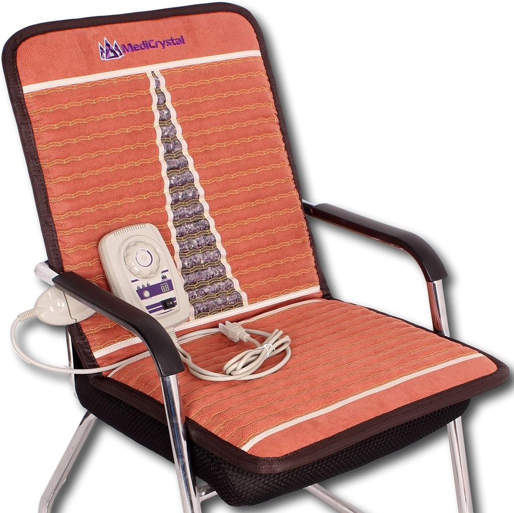 MediCrystal Far Infrared Chair Mat - 40”L x 20”W - Natural Amethyst - FIR Heating 86-158°F (30-70°C) - Negative Ion - Original Manufacturer- Hot Stone Pad