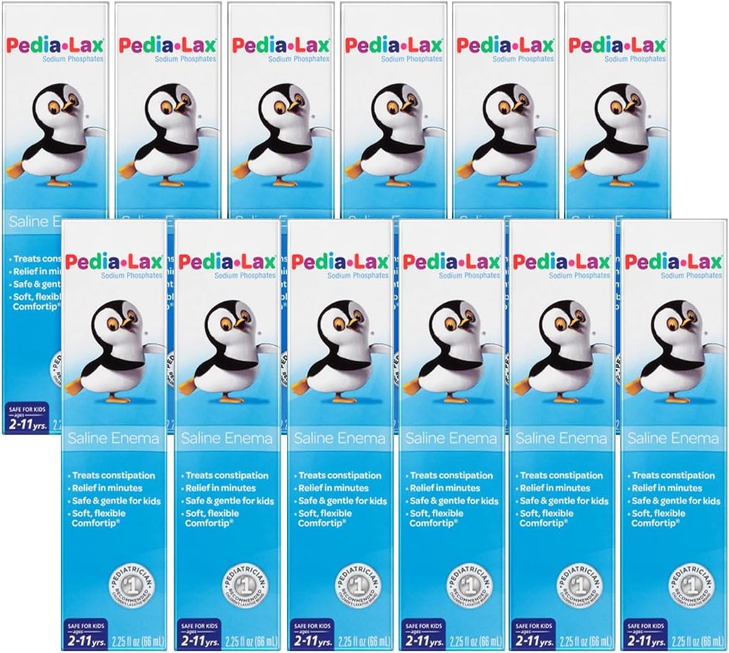 Pedia-Lax Laxative Saline Enema za otroke, starosti 2-11, 2,25 fl oz (12 Pack)