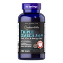 Puritan's Pride Premium Triple Active Omega 3-6-9 Ribe, Flax, in Borage Oils, Prehranska dopolnila za srce, Joint, in celično zdravstveno podporo, 240 hitro sproščanje softgels