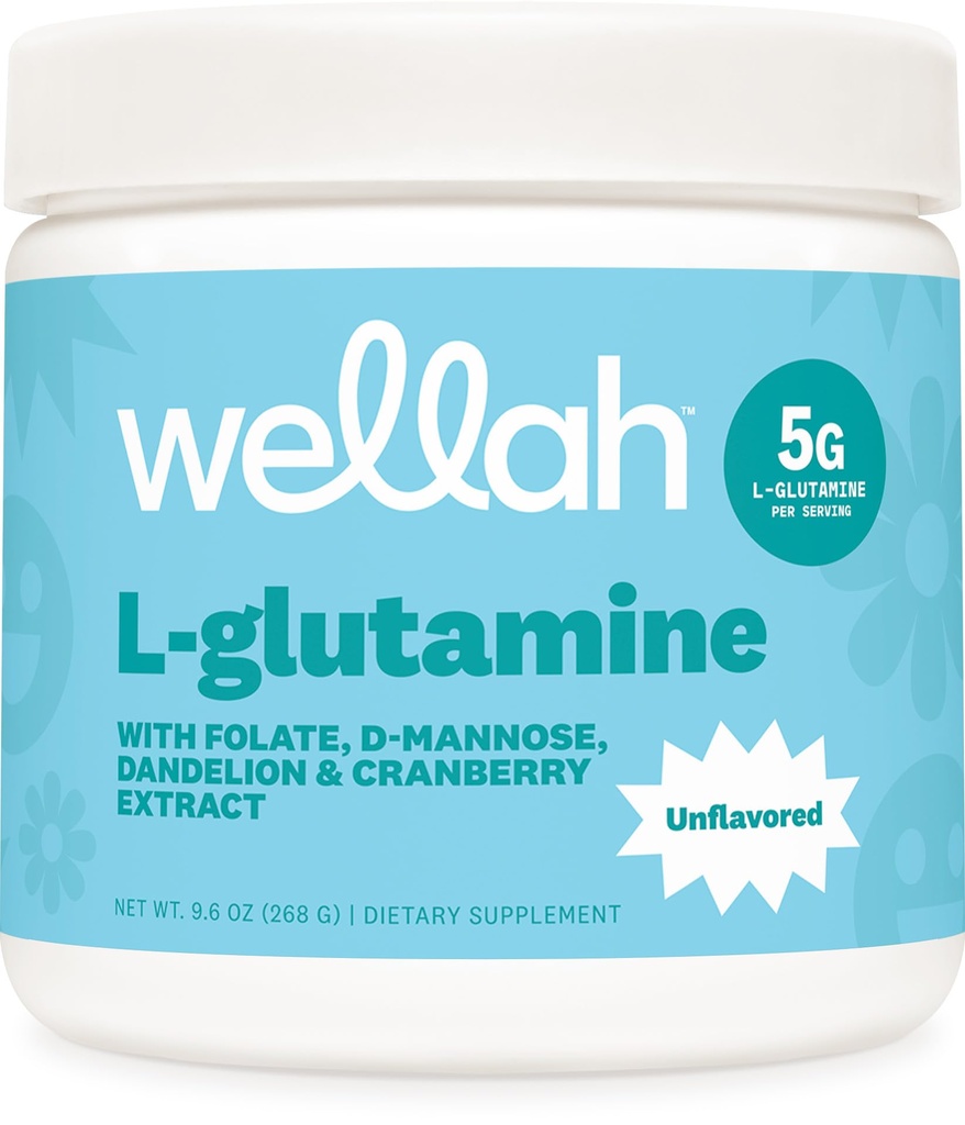 Wellah L-glutamin v prahu brez arome (50 serviranih) - 5g L-glutamina na obrok, sladkan s Stevio