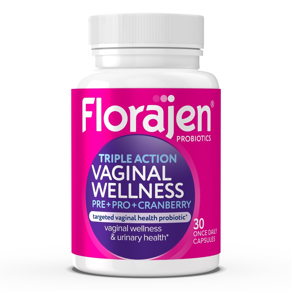 Florajen ženski triakcijski probiotik, prebiotik + probiotik + brusnica za vaginalno, digestivno, in imunske podpore - hitro delovanje - klinično raziskano - Gluten-free & Vegan - 30-Count