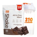 310 Nutrition All-in-One Mechange Shake Powder w/Shaker Cup Starter Kit - High Protein Fiber Rich Vegan Superfood Mešanica - Sugar-free, Keto & Paleo prijazno, Low Carb - Čokolada Bliss 28 srv