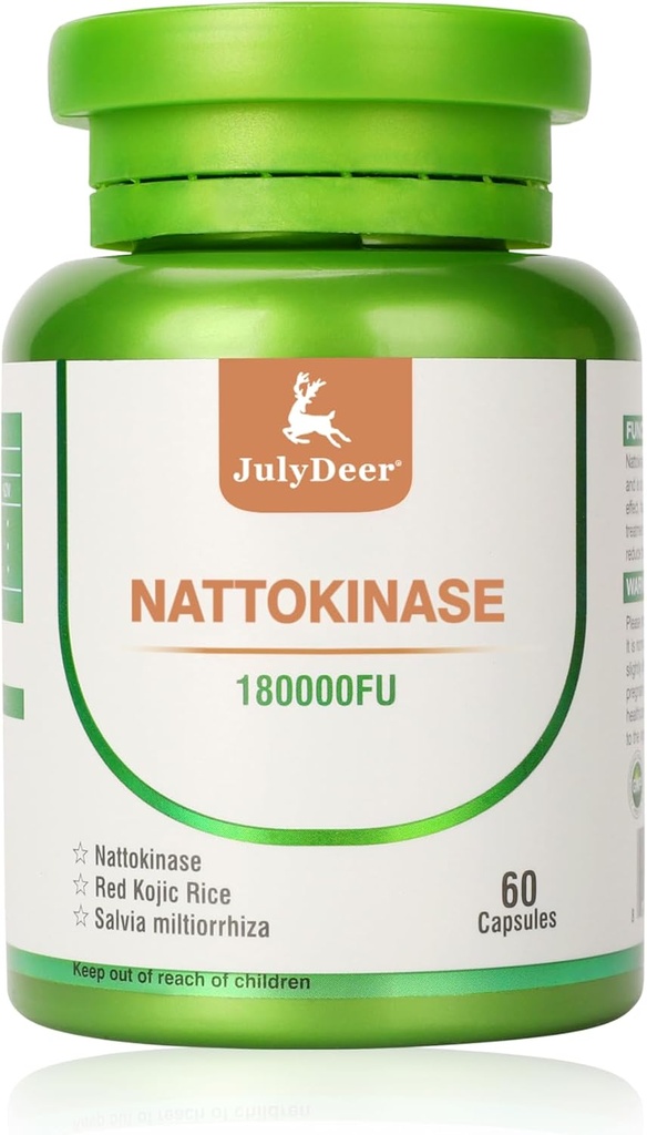 Nattokinaze dopolnila 180, 000FU celotna steklenica 60 kapsul, 6, 000FU 2 kapsule Dnevna prehrana Dodatki Sistemski encimi Vegetarijansko prijazno za kardiovaskularno in cirkulacijsko podporo