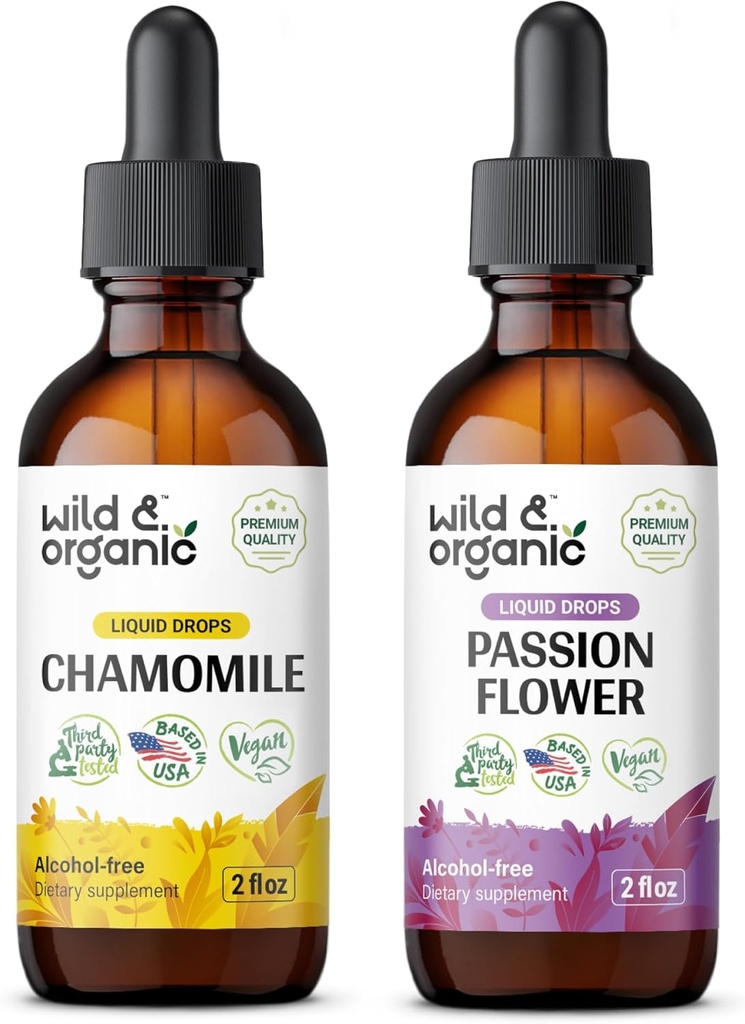 Divja in organska kamilica Tinktura 2 fl oz & pasijonka Tinktura 2 fl oz