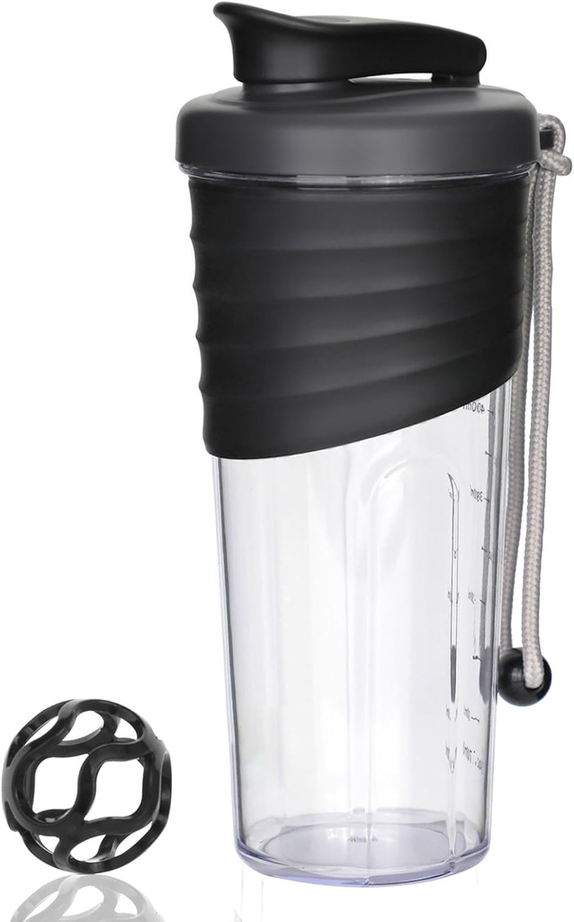 Shaker steklenica za mešanice beljakovin,24 oz,Protein Shaker steklenice z kroglico whisk, mešalnik steklenica, Beljakovine steklenica, Prenosni Pre Workout Whey Protein Drink Shaker Cup, Black