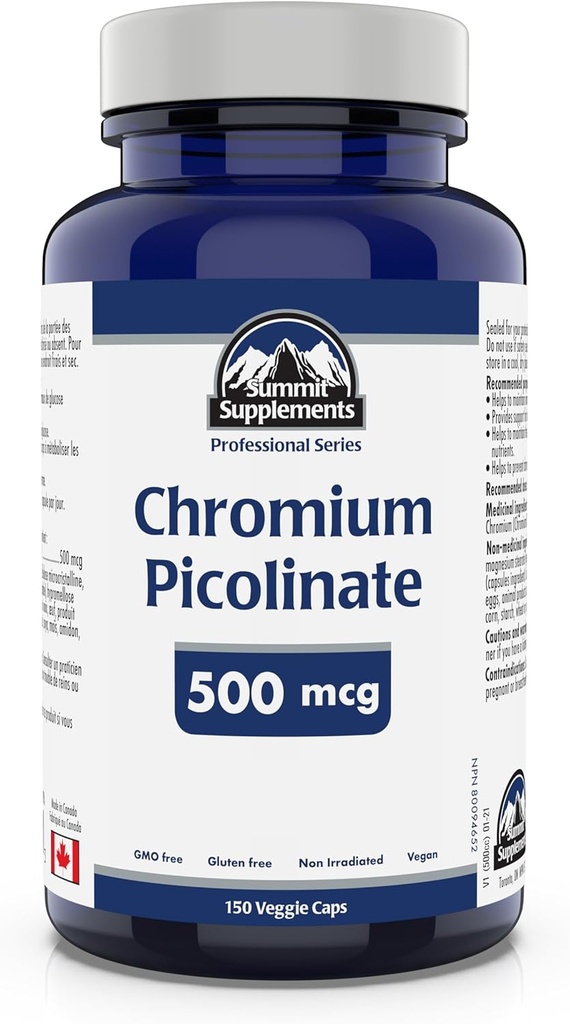 Vrh dopolnila, Chromium Picolinate 500 Mcg, 150 Veggie Caps, Strokovne serije