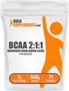 BulkSupplements.com BCAA 2:1:1 Powder - Branched Chain Amino Acids, BCAAs Amino Acids Powder - Unflavored & Gluten Free, 1g per Serving, 500g (1.1 lbs) (Pack of 1)