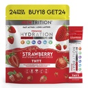 Hidracija v prahu, jagodni paket s 24 Electrolyte Powder Packets, naravno aromo Hydrating Packets za vodo, hitro delujoči Hidrat Elektroliti z vitamini B&C, energijo in okrevanje