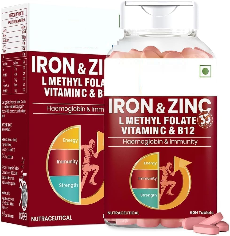 Železove in cinkove tablete Obogatene z vitaminom C & B12 