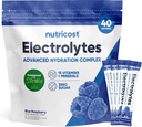 Nutricost Elektroliti Powder Hydration Packets (modra malina, 40 Serving) Nizka Calorie Keto Elektroliti sladkani s Stevia - Non-GMO, Gluten brez sladkorja in sladkorja