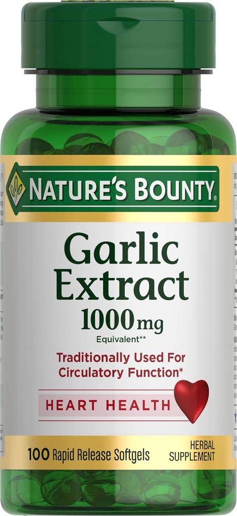 Naravni Bounty česen Extract, Zeliščni dodatek, Podpira Circulatory funkcijo, 1000mg, 100 hitro sproščanje softgels