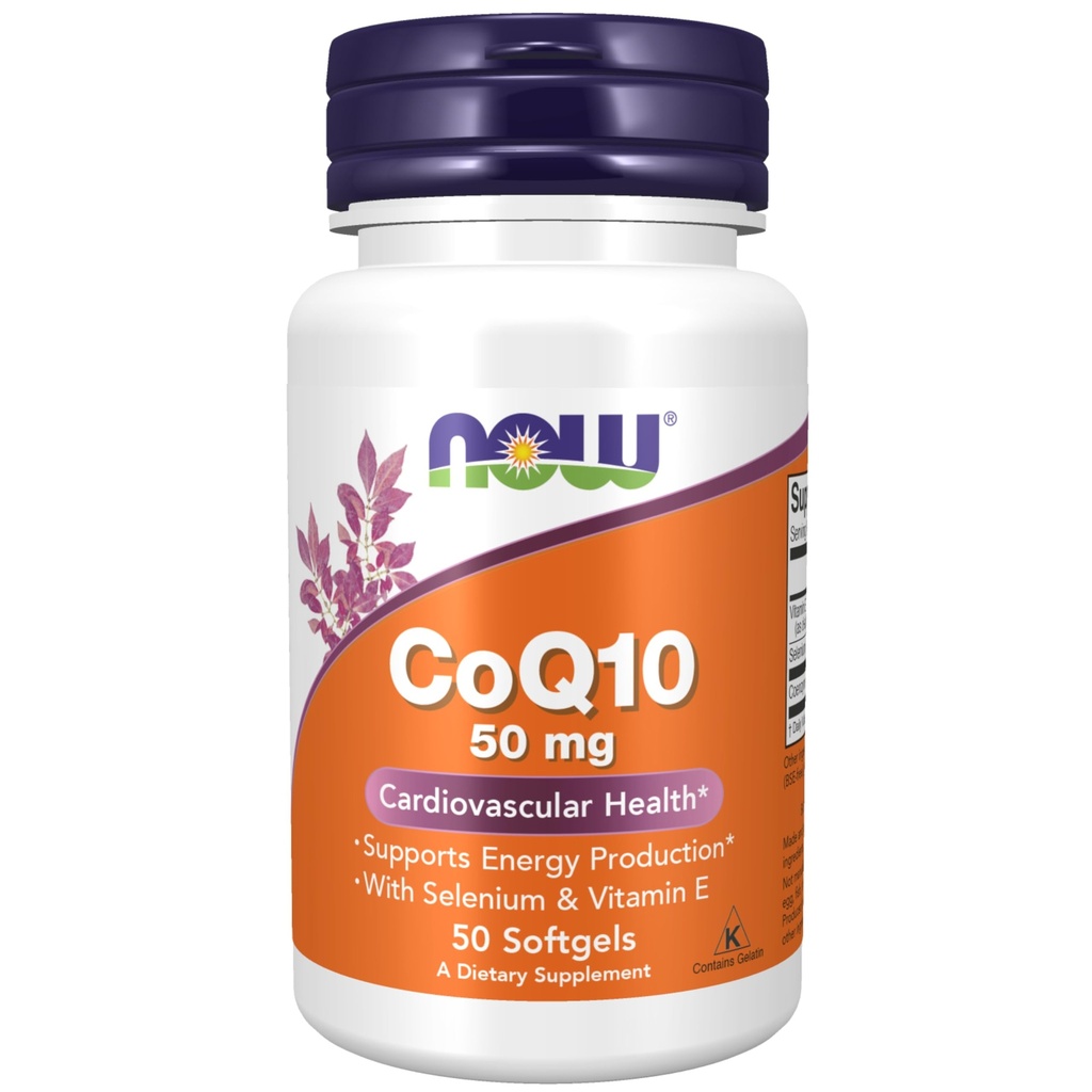 NOW Foods Supplements, CoQ10 50 mg, Farmacevtska stopnja, All-Trans Form proizvaja Fermentation, 50 Softgels