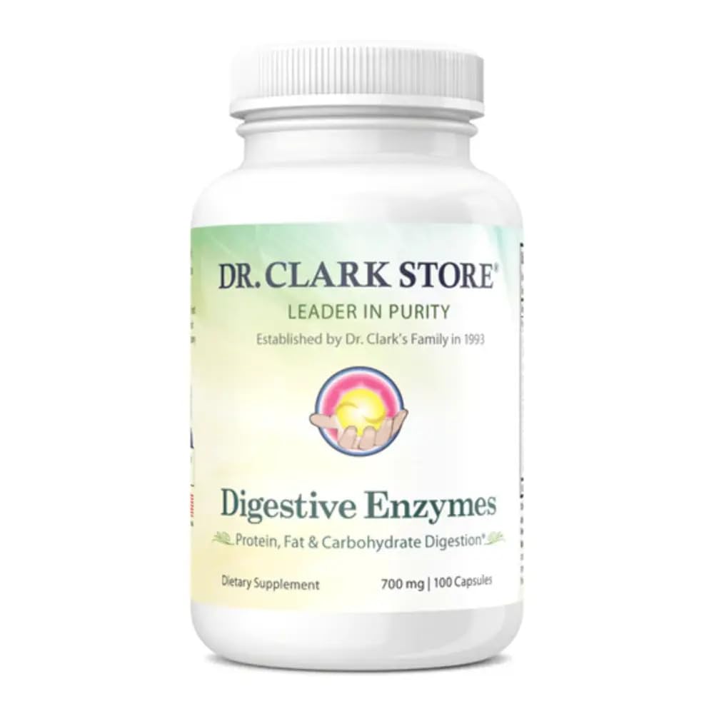 Dr. Clark Prebavne encime dodatek – 700 mg, 100 kapsul želatine, podpira zdravo prebavljivost in absorpcijo hranil