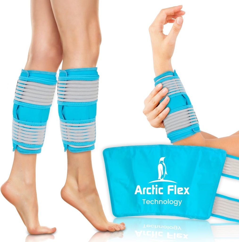 Vive Calf & Shin Ice Pack (par) - ekstra moč vroče in hladno terapijo za Shin Sprints in bolečine v nogah - Nastavljive kompresijske paste, da ostanejo na mestu - Fleksibilna Ko zamrznjena s 30+ minut hladne