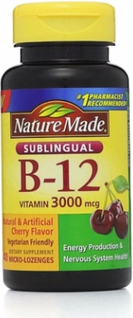 Vitamin B-12 3000mcg, podjezični Lozenges, Cherry 40 ea (Pack z 2)