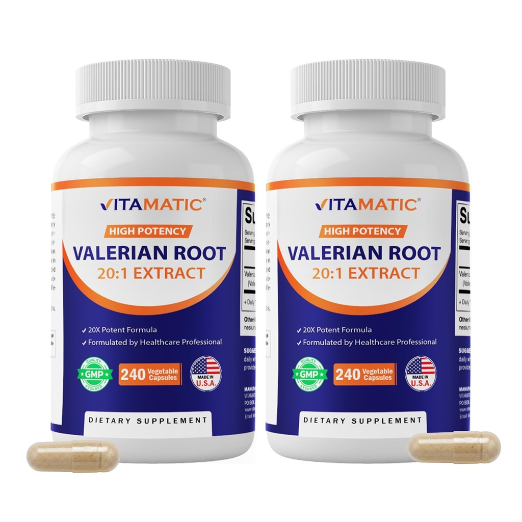 Vitamatska 2 pakiranja Valerijski koren 20:1 ekstrakt 250 mg - 240 kapsul - 20X koncentriran ekstrakt
