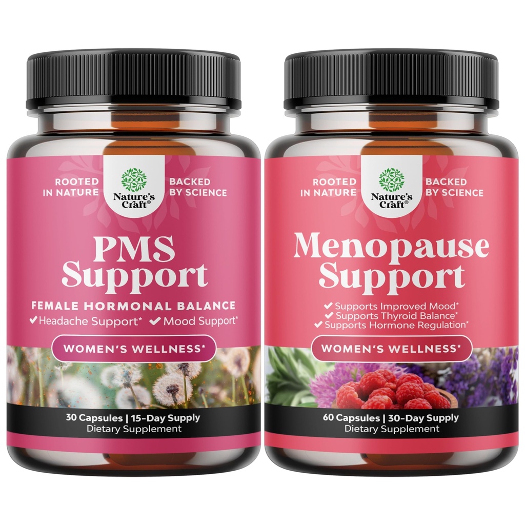 Paket napredne podpore PMS dodatek za ženske in popolno zeliščno Menopause dodatek za ženske - Več koristi Menopause Relief Hormone Balance