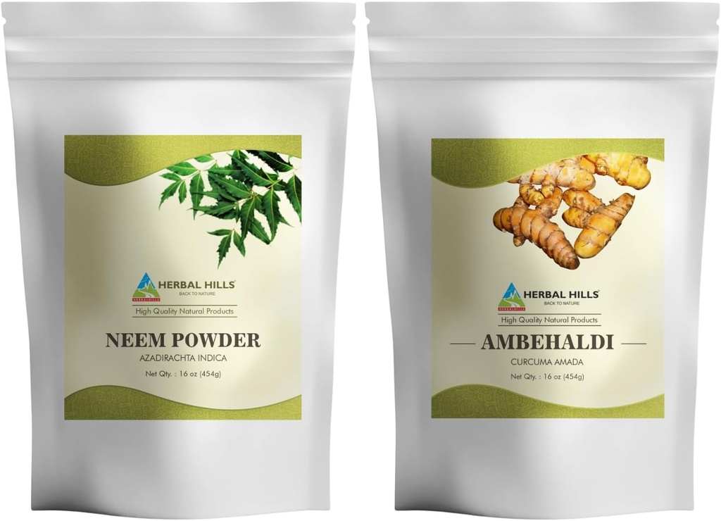 Neem Leaf Powder in Ambehaldi Turmeric Powder 16 Oz Pakiranje 2 Combo