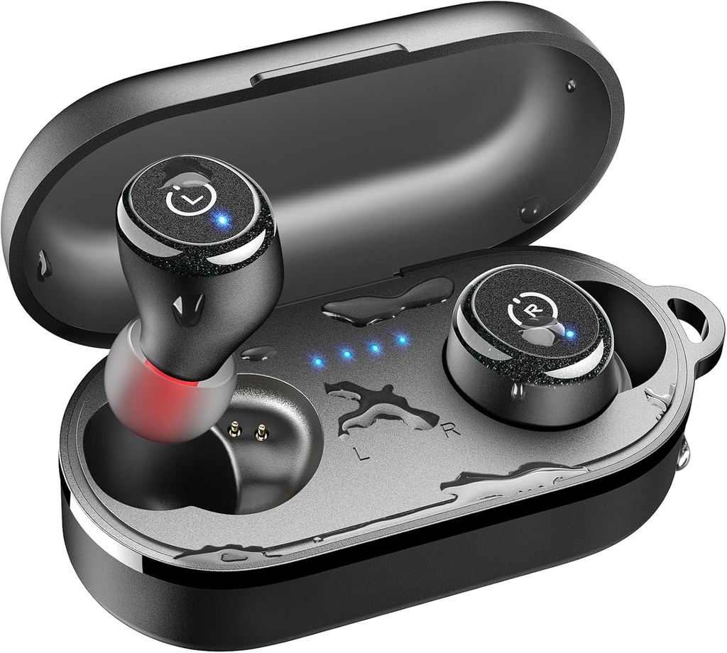 TZO T10 brezžična ušesa Bluetooth 5.3 Slušalke, App Prilagodite EQ, Ergonomsko oblikovanje, 55H Playtime, Wireless Charging Case, IPX8 Waterproof Sound in-Ear slušalke, 2025 Nova različica